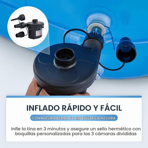 Vista 7 de CO-Z Bañera inflable con bomba de aire eléctrica y almohada reposacabezas para baño, bañera inflable portátil para adultos, para exteriores o Azul