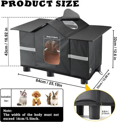 Vista 2 de Casa para gatos al aire libre resistente a la intemperie, refugio aislado para gatos para exteriores con ventana de techo, 100% impermeable, puerta