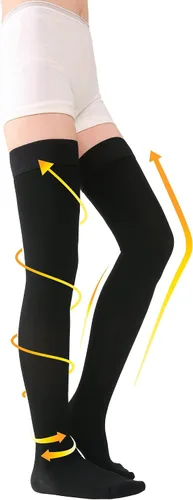 Vista 13 de TOFLY® Calcetines de compresión altos hasta el muslo para mujeres y hombres, punta cerrada de 15-20 mmHg, medias de compresión médica graduadas