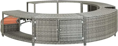 Vista 6 de vidaXL Hot Tub Surround Gray Poly Rattan Gris