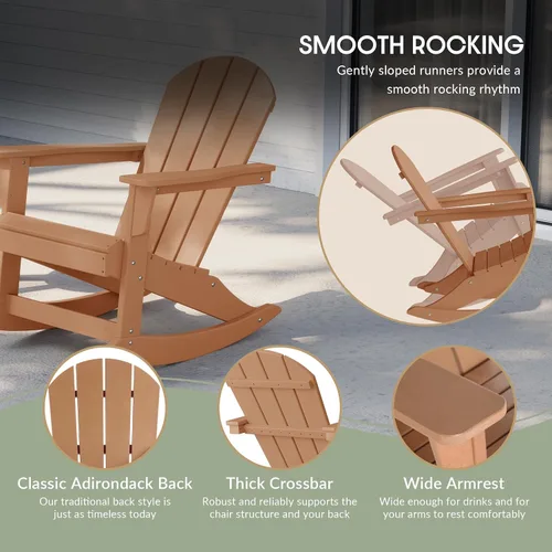 Vista 111 de WestinTrends Silla mecedora Malibu de poliéster para exterior/patio Adirondack, Negra