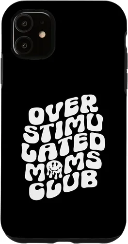 Vista 5 de Funda para iPhone 15 Groovy Sobreestimulated Moms Club Divertida y Moderna