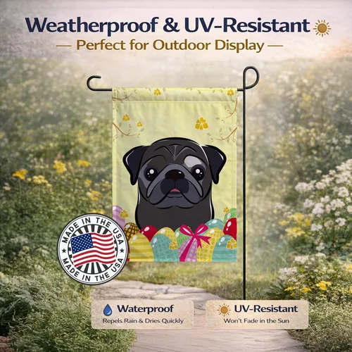 Vista 102 de Caroline's Treasures BB1923GF Bandera decorativa para jardín con diseño de Border Collie, para caza de huevos de Pascua, para jardín, jardín, patio