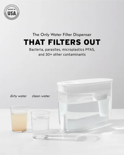 Vista 2 de LifeStraw Home - Dispensador de filtro de agua, 18 tazas, azul medianoche, sin BPA para protección contra contaminantes del agua del grifo