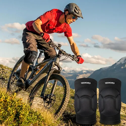 Vista 4 de Rodilleras con almohadilla gruesa SBR para deportes, rodillera antideslizante, para adultos y adolescentes, protector de rodilla para aliviar