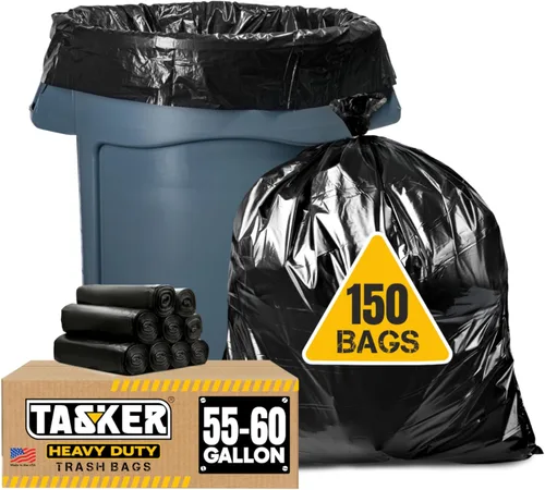 Vista 10 de Tasker Bolsas de basura de 55 galones resistentes, extra grandes