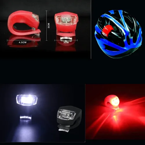 Vista 6 de Juego de luces delanteras y traseras para bicicleta, luces traseras de silicona LED para bicicleta, faros delanteros y traseros de bicicleta