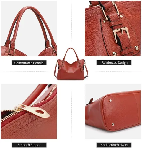 Vista 6 de Kattee Bolsos de Cuero Tote Bandolera para Mujer Cartera de Diseñador Bolso con Asas Superiores Bolso Cruzado de Gran Capacidad