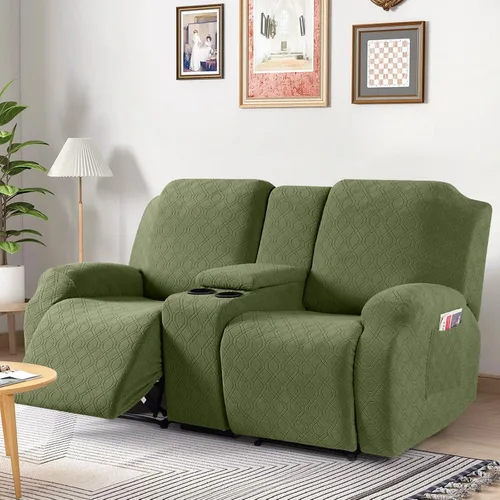 Vista 7 de VANSOFY Funda de sofá reclinable con consola central, funda elástica para sofá reclinable de 2 asientos, funda de sofá reclinable de jacquard