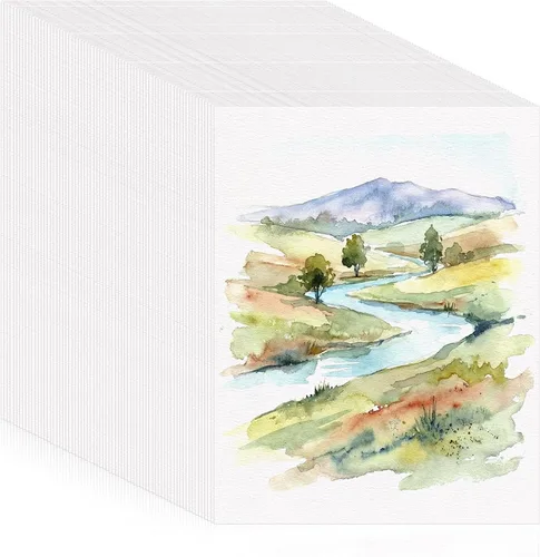 Vista 11 de 120 hojas de papel de acuarela a granel, papel prensado en frío de 140 lb/300 GSM, papel blanco para acuarela para niños, estudiantes, adultos