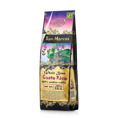 Vista 10 de Café costarricense tostado oscuro en grano entero (8.8 onzas) – Granos arábica 100% frescos, cultivados a la sombra y de origen local – Recuerdos