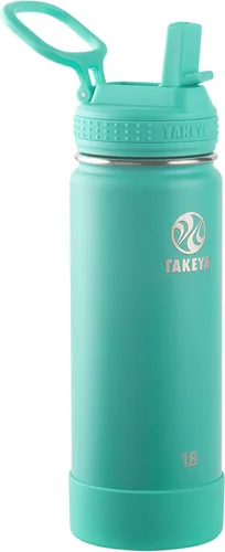 Vista 10 de Takeya Actives - Botella de agua con tapa con popote, duradera y de fácil cuidado, con aislamiento de acero inoxidable, tapa sin BPA con asa