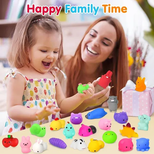 Vista 5 de Yunaking 130 PCS Juguetes Squishy Mochi, Juguetes Squishy Kawaii Recuerdos de Fiesta para Niños Alivio del Estrés Juguetes Fidget Juguetes de Caja