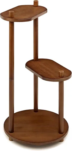 Vista 7 de JMLHMXC Soporte de bambú para plantas de interior y exterior, estante para plantas de 3 niveles, soporte de esquina alto para plantas para sala