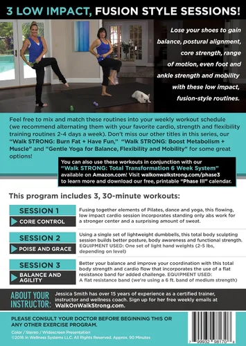 Vista 2 de Build Balance and Inner Strength, 3 Low Impact, Core Cardio Workouts, Walk Strong 2.0 with Jessica Smith