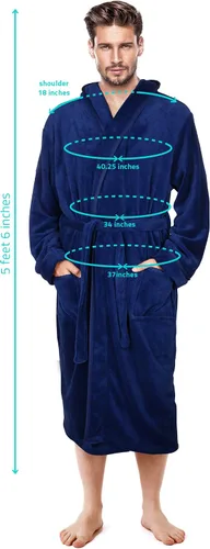 Vista 7 de NY Threads Mens Hooded Fleece Robe - Plush Long Bathrobes