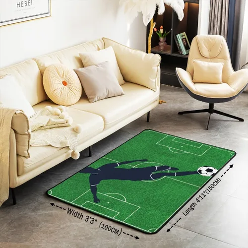 Vista 3 de Alfombras de fútbol para sala de estar, dormitorio, pelota de fútbol, temática deportiva, alfombras de sala de estar para dormitorio, niños, niñas
