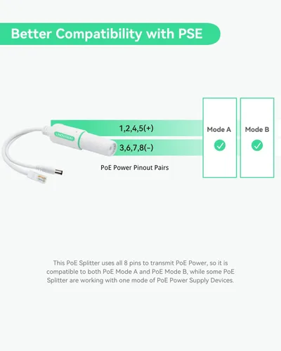 Vista 7 de LINOVISION Divisor POE impermeable DC12V, divisor de alimentación a través de Ethernet para exteriores de 10/100 Mbps, fuente de alimentación POE a