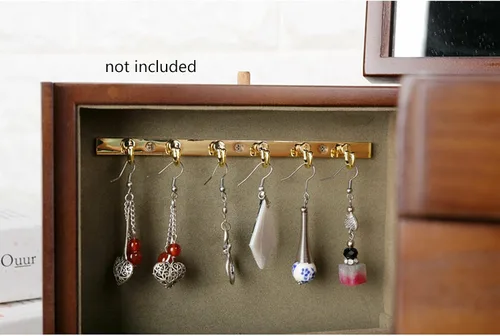 Vista 4 de Caja de almacenamiento multifuncional de madera, caja organizadora de madera maciza con cerradura combinada para joyas, relojes, collares, anillos