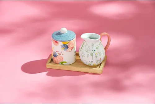 Vista 2 de Mud Pie 47800016, Conjunto Multi, Crema Floral Y Azúcar, Ensamblado 4" x 7