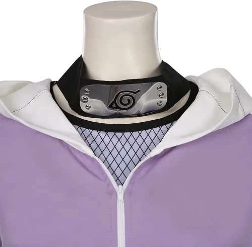 Vista 3 de Metaparty Hinata - Disfraz de Hyuga para cosplay, conjunto de sudadera con capucha Hinata con protector de frente, bolsa Kunai para mujer