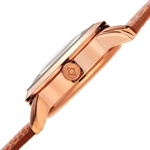 Vista 3 de Akribos XXIV Reloj automático de esqueleto para mujer - Reloj de pulsera de acero inoxidable y correa de cuero - AK431