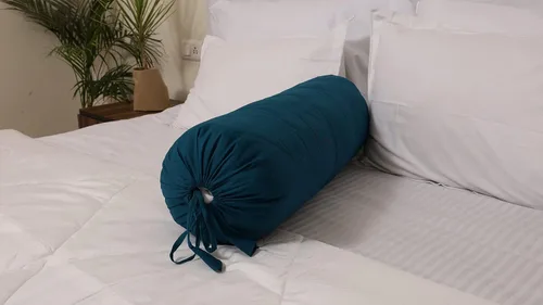 Vista 8 de Saffron HANDICRAFTS - Funda de almohada de algodón, con cierre de cuerda, fácil de quitar, lavable, 8 pulgadas de diámetro, 24 pulgadas de largo