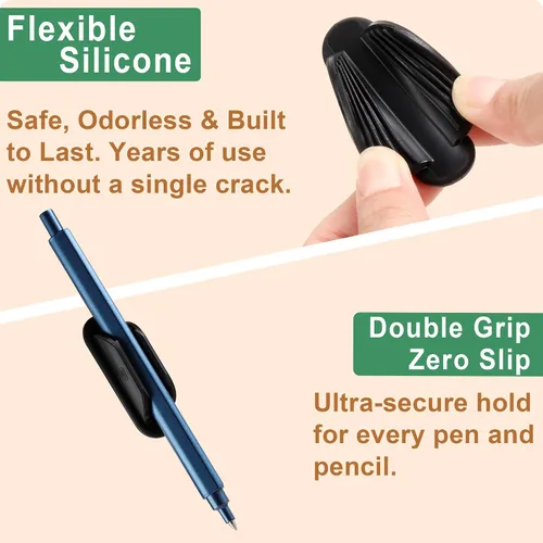 Vista 2 de Tiizze Juego de 10 portalápices adhesivos para escritorio - Soporte de silicona para bolígrafos con 15 piezas de almohadillas adhesivas mejoradas