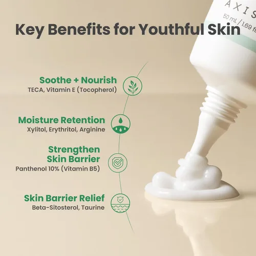 Vista 4 de AXIS-Y Panthenol 10 Skin Smoothing Shield Cream – Crema hidratante facial diaria de barrera para hidratación y calma de larga duración, loción