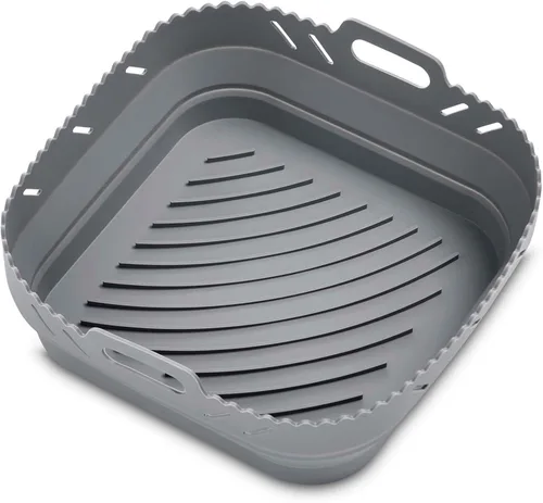 Vista 8 de HIC Kitchen Forro redondo plegable para freidora de aire, reutilizable, silicona de grado europeo, se adapta a cestas de freidora de aire de 5 a 7