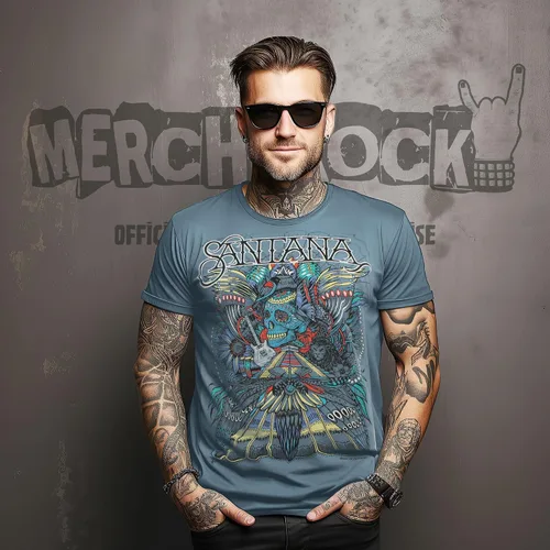 Vista 2 de Santana - Camiseta con diseño de calavera, con licencia
