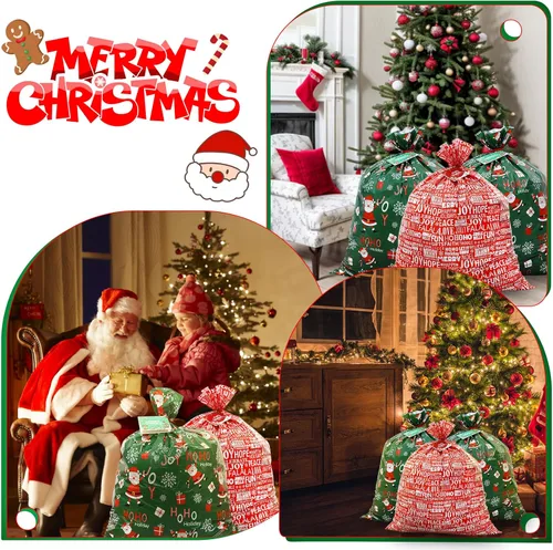 Vista 4 de ROSAUI Bolsas grandes de regalo de Navidad y tarjetas de regalo de Navidad, 3 bolsas de regalo de Navidad (44.09 x 35.43 pulgadas), bolsa de regalo