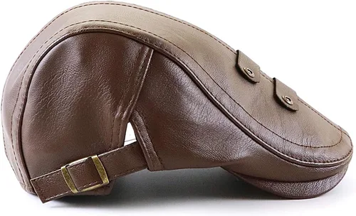 Vista 4 de Sombrero de periódico clásico de piel sintética para hombre, sombrero de hiedra de Gatsby, para conducir, cazar, pescar, para padre y papá