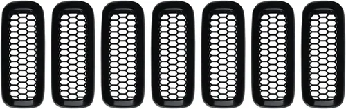Vista 7 de YMT - 7 piezas de rejilla frontal de malla negra para Jeep Renegade 2015 2016 2017 2018