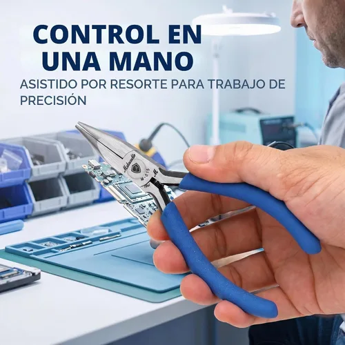 Vista 7 de Alicates de punta de aguja de mandíbula lisa, alicates de punta larga de acero de alto carbono sin dentar de 4.8 pulgadas para fabricación de joyas