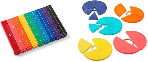 Vista 9 de Hand2mind - Juego de cubos de torre de arcoíris de fracciones, equivalencia de fracciones, materiales de bloques matemáticos Montessori para niños