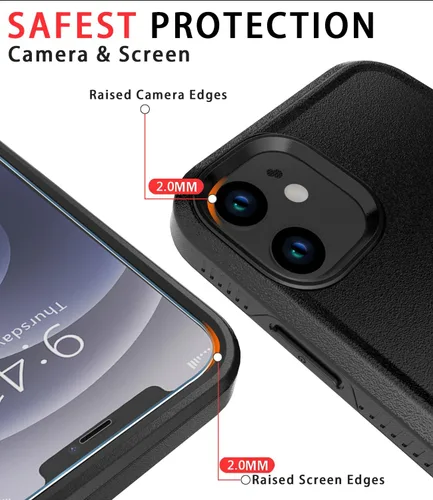 Vista 3 de Diverbox - Funda para iPhone 12 a prueba de golpes y caídas, protector de pantalla de vidrio templado, funda protectora de alta resistencia