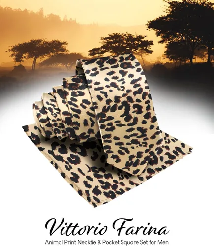 Vista 22 de Juego de corbata Kente con estampado africano y animal y pañuelo de bolsillo a juego