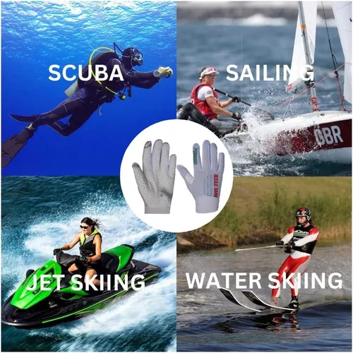 Vista 6 de [Usado] GMS - Guantes de esquí acuático ligeros con protección UV, guantes de pesca para hombres y mujeres, guantes de neopreno transpirables