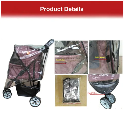 Vista 4 de Funda universal para cochecito de bebé, funda transparente para cochecito de mascota, impermeable, resistente al viento, accesorio para protección