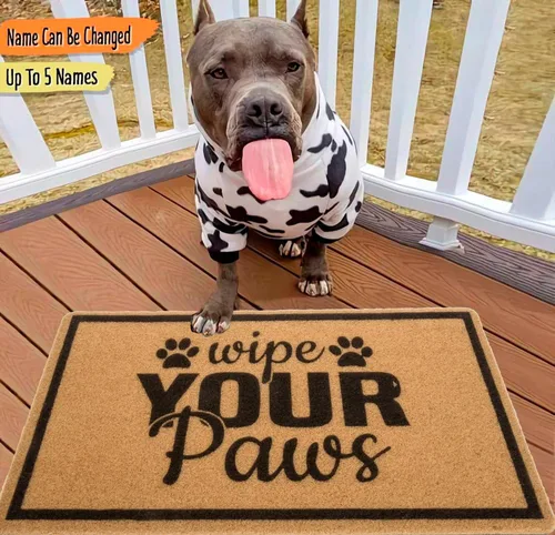 Vista 4 de Wipe-Your-Paws-Felpudo – Tapete de bienvenida con huella animal para exteriores e interiores, tapete divertido para puerta de entrada exterior