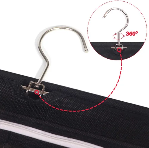 Vista 5 de DIOMMELL Organizador de joyería colgante con 47 bolsillos con cremallera para aretes, collar, pulsera, anillo, bolsa de almacenamiento