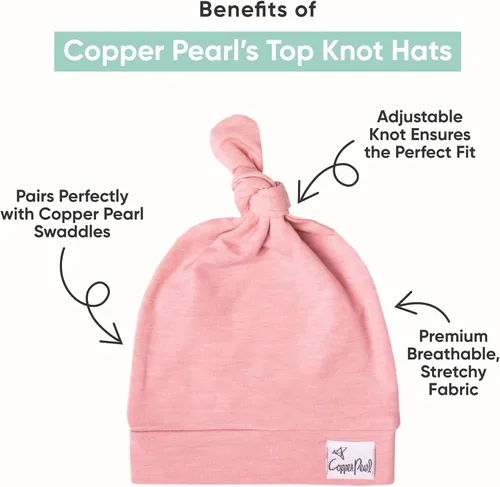 Vista 2 de Copper Pearl Baby Beanie Hat Top Knot