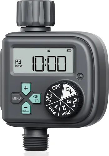 Vista 8 de RAINPOINT Temporizador de aspersor con 3 programas diferentes, temporizador de manguera impermeable, entrada de latón con retardo de lluvia, sistema