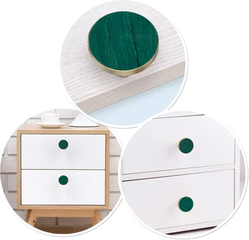 Vista 2 de Rockcloud Perillas redondas de piedra de malaquita para cajón, manijas de tocador, puerta de armario, pomo de cocina con tornillos, muebles