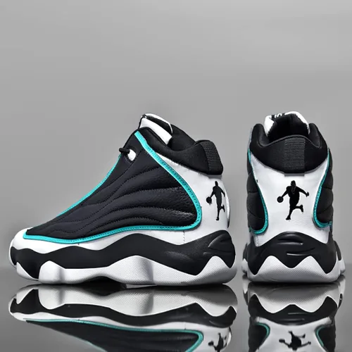 Vista 7 de MODGE Zapatos deportivos de baloncesto de caña alta para hombre, ligeros, transpirables, antideslizantes, que absorben los golpes