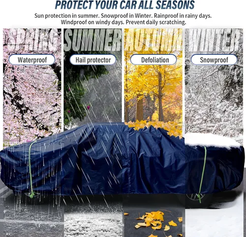 Vista 3 de BYDOLL Funda para Coche Camión RAM 1500 Impermeable Todo Clima 6 Capas A Prueba de Nieve Resistente al Viento Protector de Granizo Cubiertas