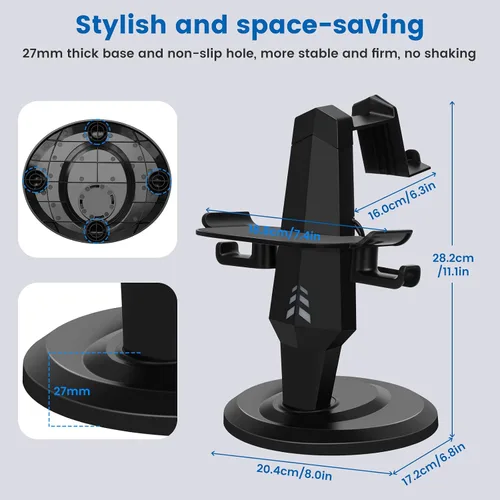Vista 7 de Lampelc Base de carga para auriculares, soporte de pantalla de realidad virtual para MetaOculus Quest 2, RiftRift S, HTC Vive, auriculares de índice
