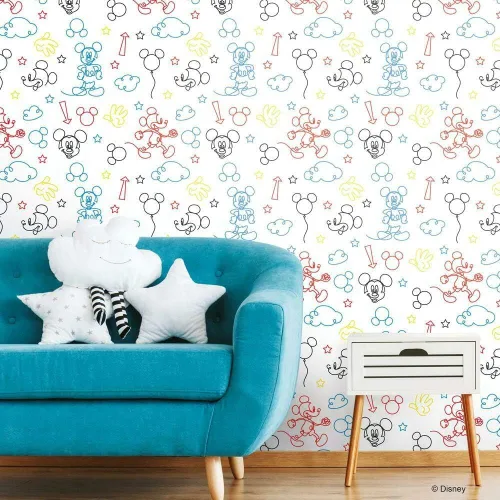 Vista 10 de RoomMates Disney Mickey Mouse Icons - Papel tapiz autoadhesivo plateado Gris/Blanco