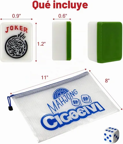 Vista 5 de 166 azulejos Mahjong American Basic de 1.2 pulgadas solo con bolsa Verde